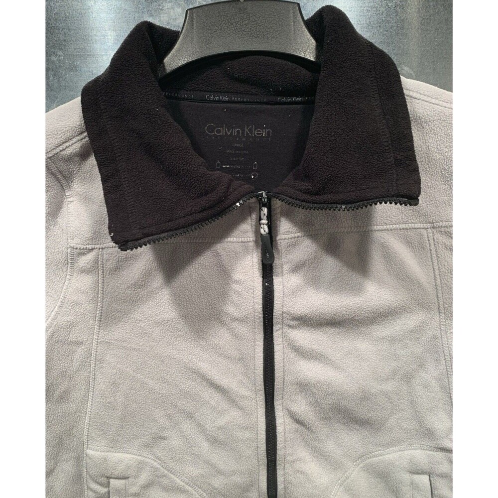 Calvin Klein Performance Womens Embroidered Zip Fleece Jacket Ivory Sz Large - Picture 2 of 11